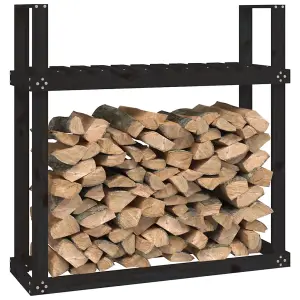 Berkfield Firewood Rack Black 110x35x108.5 cm Solid Wood Pine