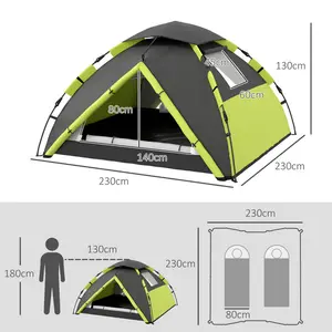 3 Person Tent Green/Black