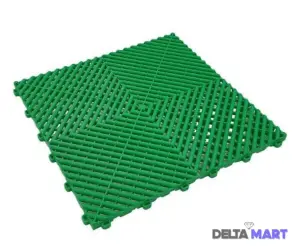 premium PVC Interlocking Vented Garage Mat Green Dimensions 40cm x 40cm x 2cm