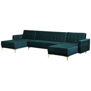 U-Shaped Sofa ABERDEEN Teal Velvet Reversible