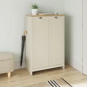 GFW Lancaster 2 Door Shoe Cabinet Cream