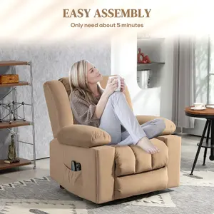 HOMCOM Power Lift Recliner Chair with Vibration Massage, USB, Light Brown