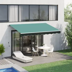 Outsunny Garden Sun Shade Canopy Retractable Awning, 3 x 2.5m, Green