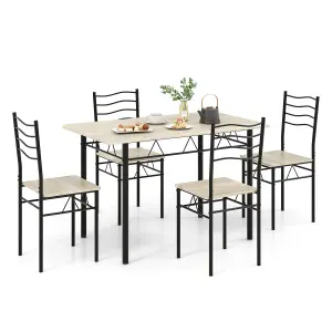 Costway 5 PCS Dining Table Set w/ Rectangular Tabletop Industrial Kitchen Table 4 Chairs Set