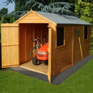 Shire Warwick 8x6 ft Apex Wooden 2 door Shed with floor & 1 window (Base included) - Assembly service included