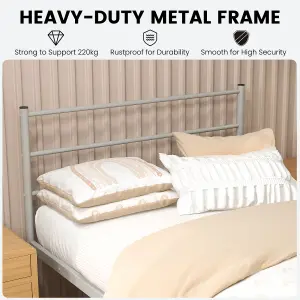 Costway Single Metal Bed Frame Heavy-duty Slatted Platform Bed w/ Headboard & Footboard No Box Spring Needed Silver