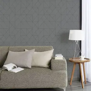 GoodHome Patula Dark grey Ridged effect Geometric Textured Wallpaper