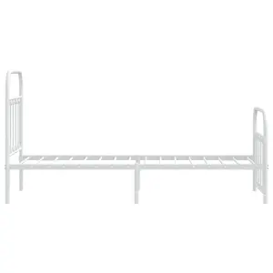 Berkfield Metal Bed Frame with Headboard and Footboard White 75x190 cm