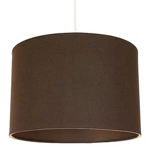 Contemporary and Sleek Brown Textured Linen Fabric Drum Lamp Shade 60w Maximum