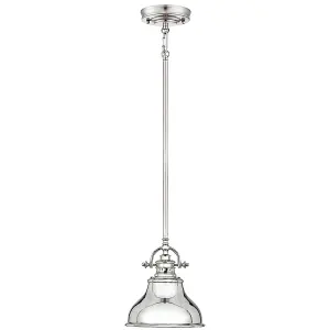 Elstead Emery 1 Light Dome Ceiling Mini Pendant Silver, E27