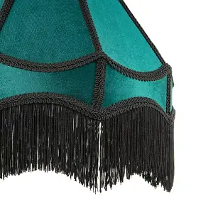 Traditional Victorian Empire 40cm Lamp Shade in Dark Emerald Velvet with Tassels