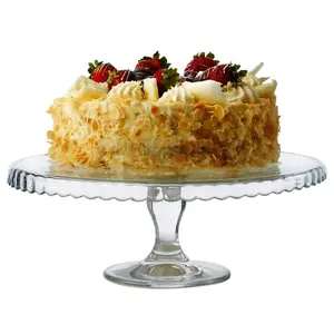 Queensway Home & Dining 32cm Diameter Footed Glass Service Plate Cake Platter Centerpiece Display Stand