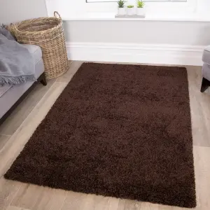 Soft Value Brown Shaggy Area Rug 110x160cm