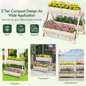 Yaheetech 3 Tier Raised Garden Bed Fir Wood Flower Rack for Flowers Vegetables