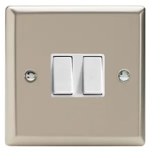 Varilight 2-Gang (10A Intermediate Switch + 10A 1- or 2-Way Rocker Switch) Satin