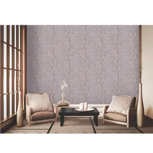 AS Creation Cherry Blossom Floral Flower Trail Wallpaper Grey Pink Beige 37912-2