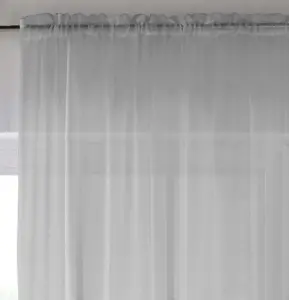 Sheer Silver Plain Woven Voile Slot Top Curtain Panel Pair (57x54") 145x137cm