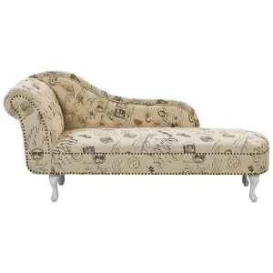 Left Hand Chaise Lounge Print Beige NIMES