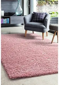 Melrose Venus Shaggy Blush Pink High Pile Large Area Rug 140/200cm