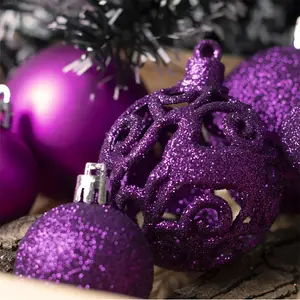 100 Piece Shatterproof Christmas Bauble Set Purple