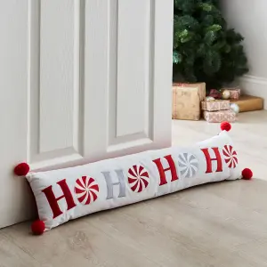 Catherine Lansfield Christmas Ho Ho Ho 30x60 cm Door Draught Excluder White / Red