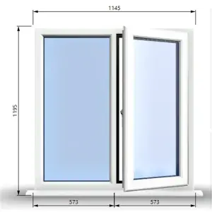 1145mm (W) x 1195mm (H) PVCu StormProof Casement Window - 1 RIGHT Opening Window -  Toughened Safety Glass - White