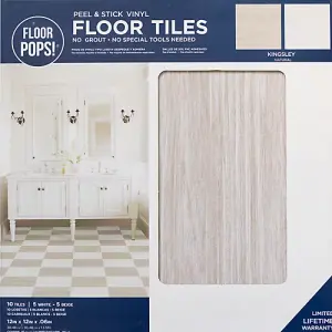 Floor Pops Kingsley Natural Self Adhesive Vinyl Floor Tiles Pack of 10 (0.93sqm)