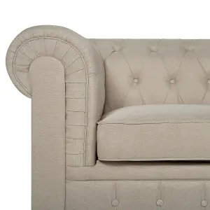 3 Seater Fabric Sofa Beige CHESTERFIELD Big