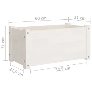 Berkfield Garden Planters 2 pcs White 60x31x31 cm Solid Pinewood