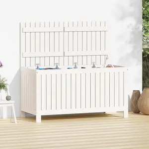 Berkfield Garden Storage Box White 121x55x64 cm Solid Wood Pine