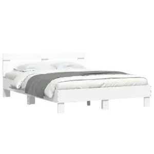 Berkfield Bed Frame with LED without Mattress White 140x190 cm