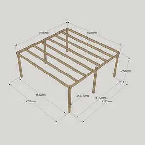 Garden Pergola 6 Posts - Wood - L480 x W540 x H270 cm - Light Green