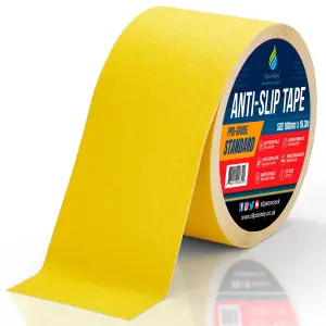 Non Slip Tape Roll Pro Standard Grade -Indoor/Outdoor Use by Slips Away - Yellow 100mm x 18m