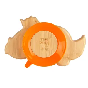 Tiny Dining - Children's Bamboo Suction Dinosaur Plate - Orange