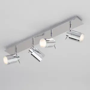 Litecraft Hugo Chrome 4 Light Ceiling Spotlight Bar