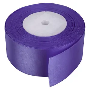 50mm Purple Double Sided Satin Polyester Ribbon Roll, 25 metres