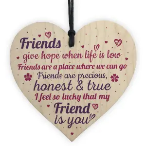 Red Ocean Friendship Sign Handmade Wooden Hanging Heart Chic Sign Best Friend Gift Thank You Birthday Keepsake