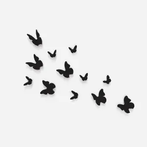 Walplus 3D Butterflies Wall Sticker Art Decoration Decals DIY Home BlackBlackPVC