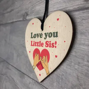 Little Sister Gift Wood Heart Birthday Christmas Gift For Sister Love Plaque Keepsake