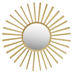 Interiors by Premier Farran Champagne Gold Sun Wall Mirror