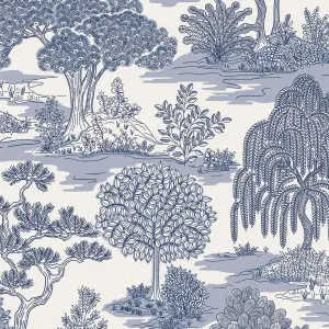 Fine Decor Zen Toile Blue Wallpaper