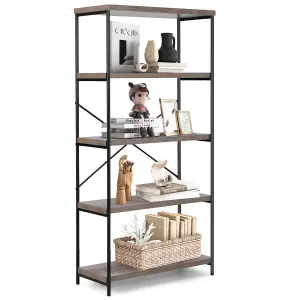 Costway 5-Tier Bookshelf Industrial Wood Bookcase Freestanding Display Rack Organizer