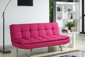 Furniture Stop - Calligaris 3 Seater Cube Design Sitting And Sleeping Fabric Sofa Bed in Pink