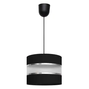 Luminosa Helen Cylindrical Pendant Ceiling Light Black, Silver 20cm