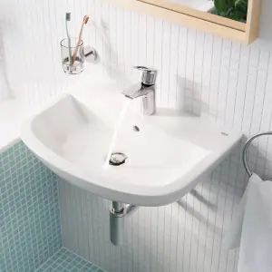 Grohe Bau Gloss Alpine white Round Wall-mounted Cloakroom Basin (W)55.3cm