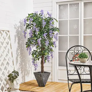 Blossom Bean Tree Artificial Plant House Plant in Black Pot 150 cm