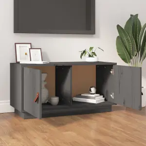 Berkfield TV Cabinet Grey 80x34x40 cm Solid Wood Pine