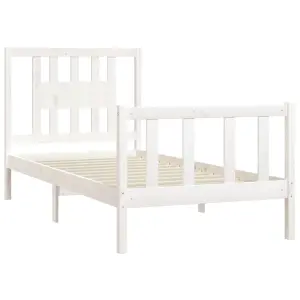 Berkfield Bed Frame with Headboard White Solid Wood Pine 90x200 cm