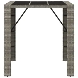 Berkfield Bar Table with Glass Top Grey 105x80x110 cm Poly Rattan