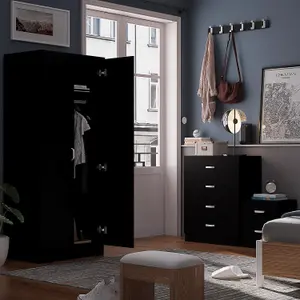 Wardrobe 2 Door Matt Black Finish